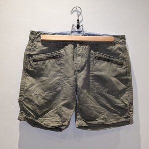 Toad & co olive green linen + cotton shorts